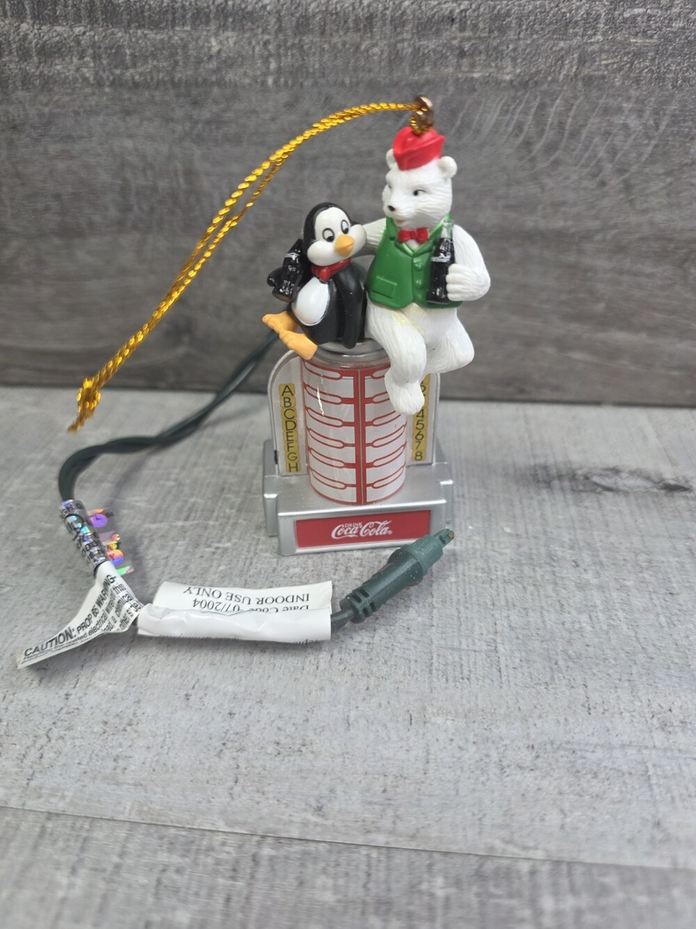 Coca Cola Bear Penguin Christmas Ornament 1990s Lights Up Tested Works 281a